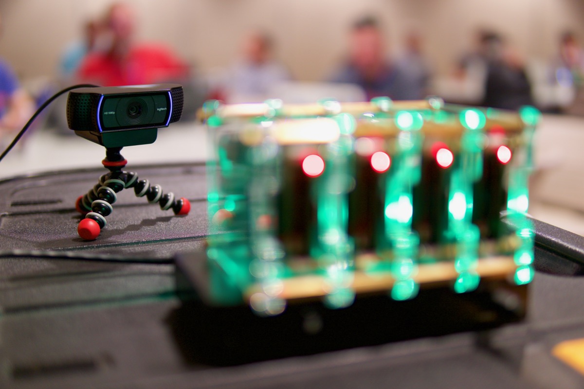Logitech webcam and Raspberry Pi Dramble Cluster for presentation