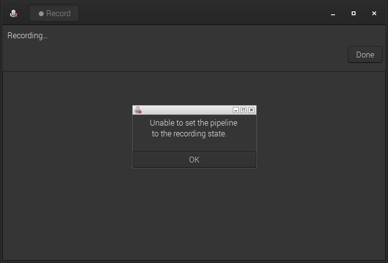 gnome audio editor error recording