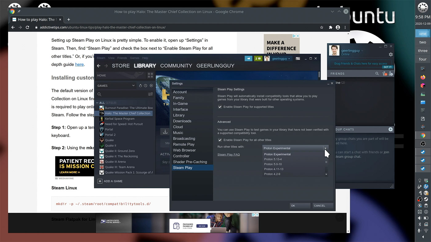 Steam Play settings on Kubuntu Focus M2