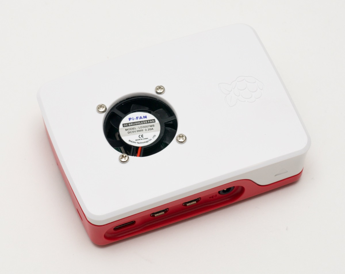 Raspberry Pi 4 Case with Fan drilled into top of case
