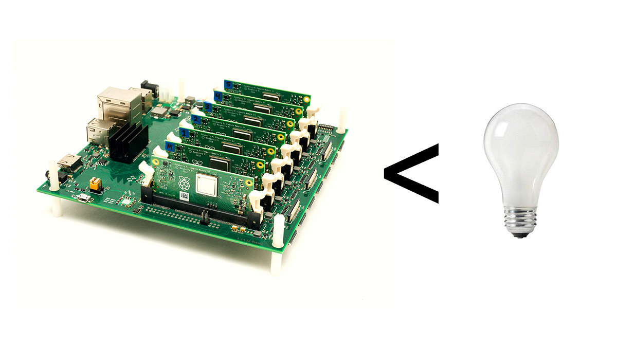 Turing Pi uses less than half the energy of a 60w light bulb