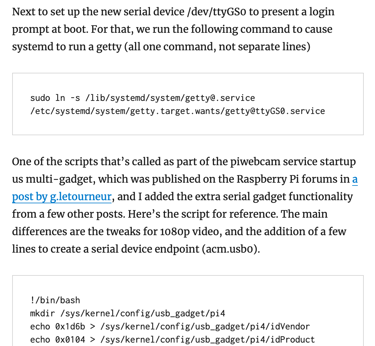 David Hunt blog post talking about webcam gadget scripts and serial devices