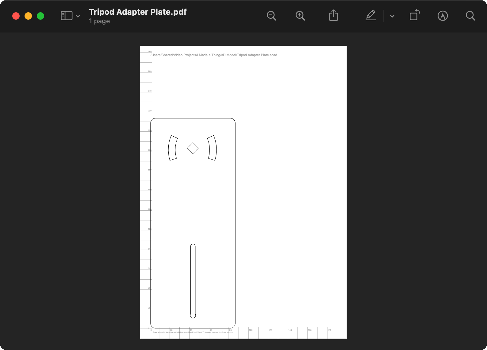2D PDF output of OpenSCAD 3D model projection