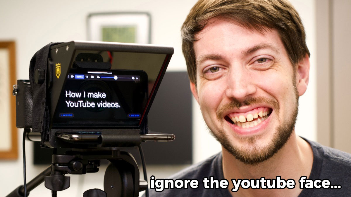 Tripod setup with teleprompter and Sony a6000