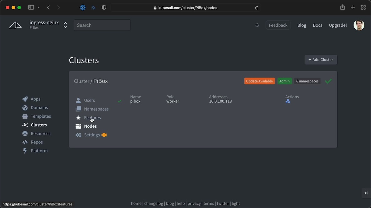 PiBox Kubesail Kubernetes management web UI