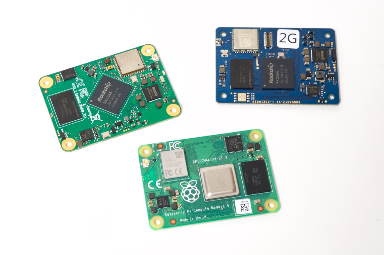 Raspberry Pi Compute Module 4, Radxa CM3, and Pine64 SOQuartz SBCs