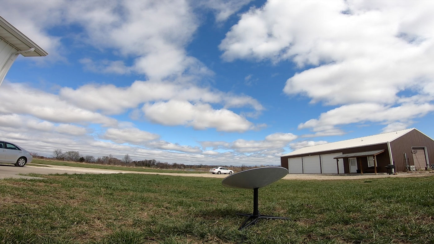 Starlink Dishy satellite points north on a farm