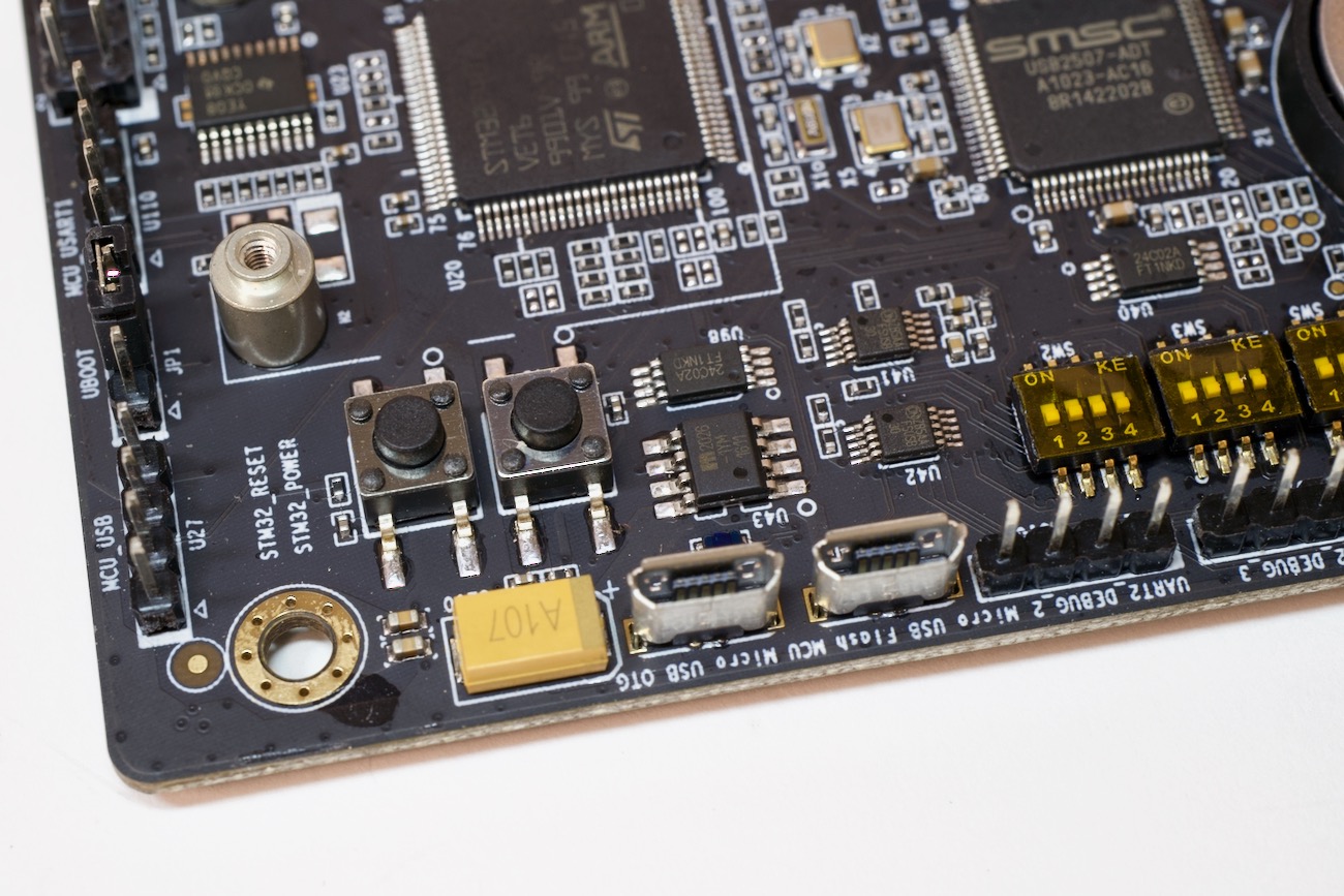 Reset and Power button detail on Turing Pi 2