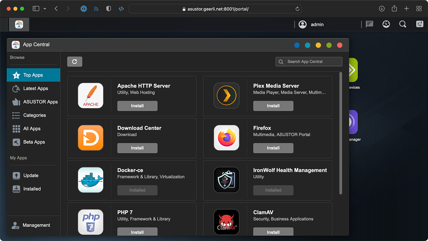 ASUSTOR ADM App Center