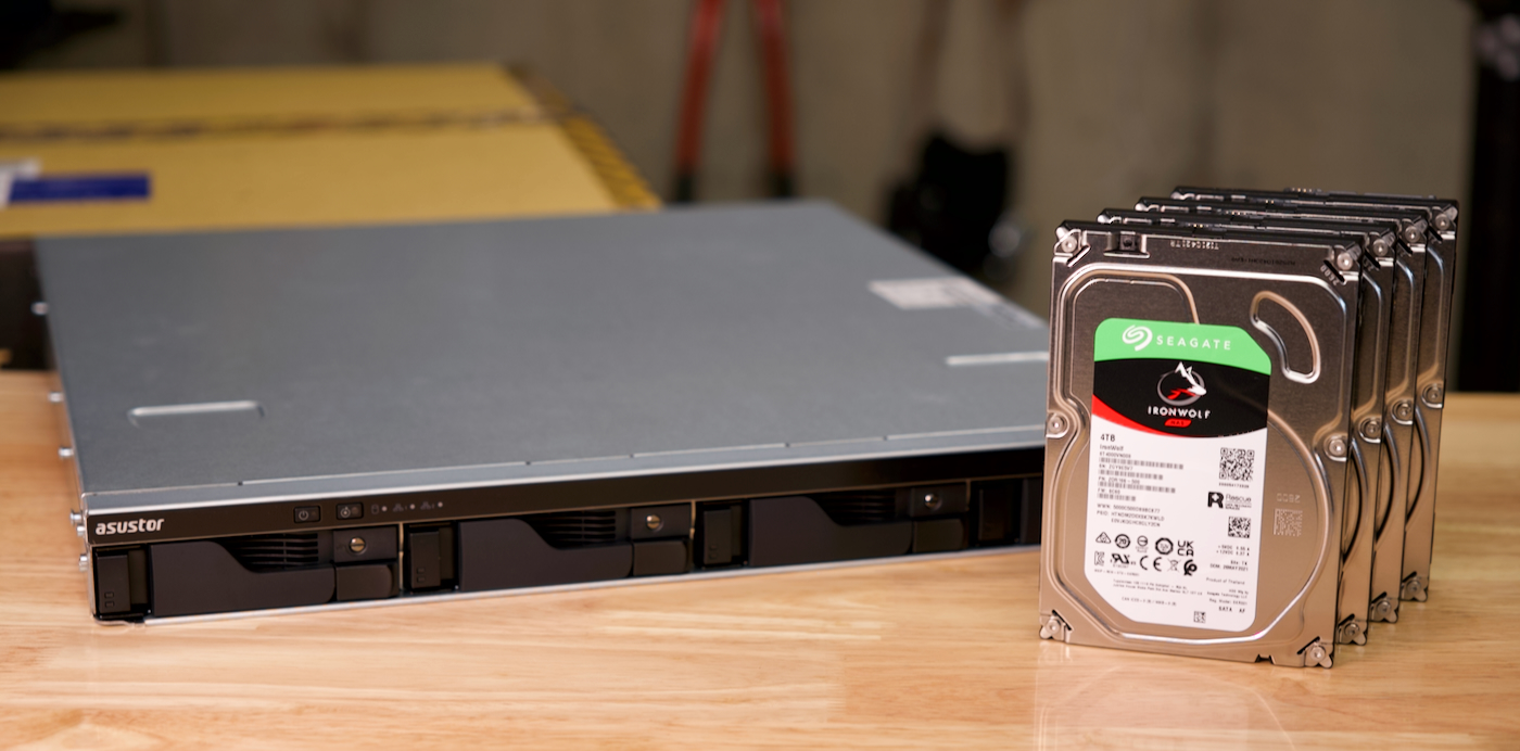 ASUSTOR Lockerstor 4RS with 4 Seagate Ironwolf Pro NAS drives