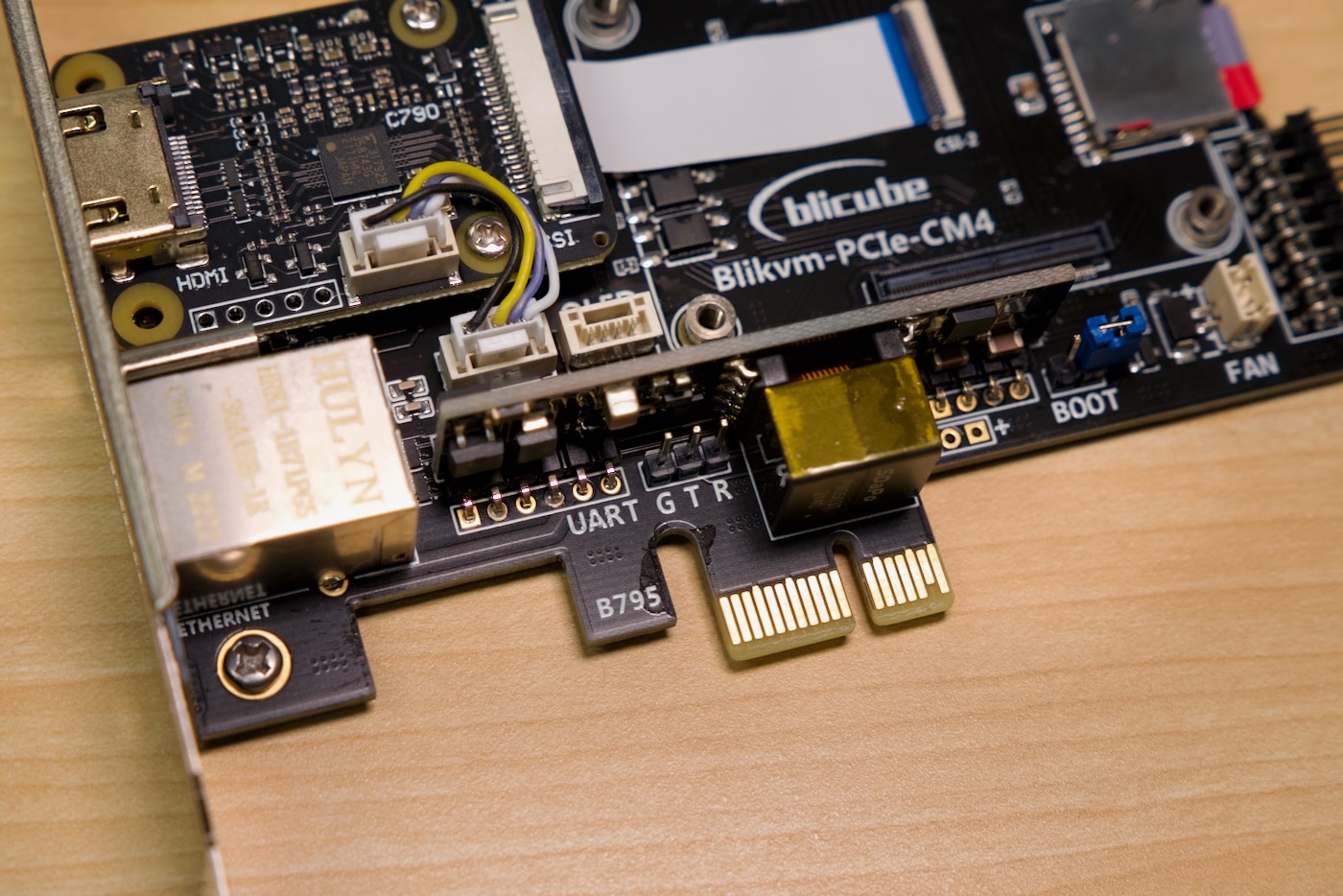BliKVM PCIe card pins closeup