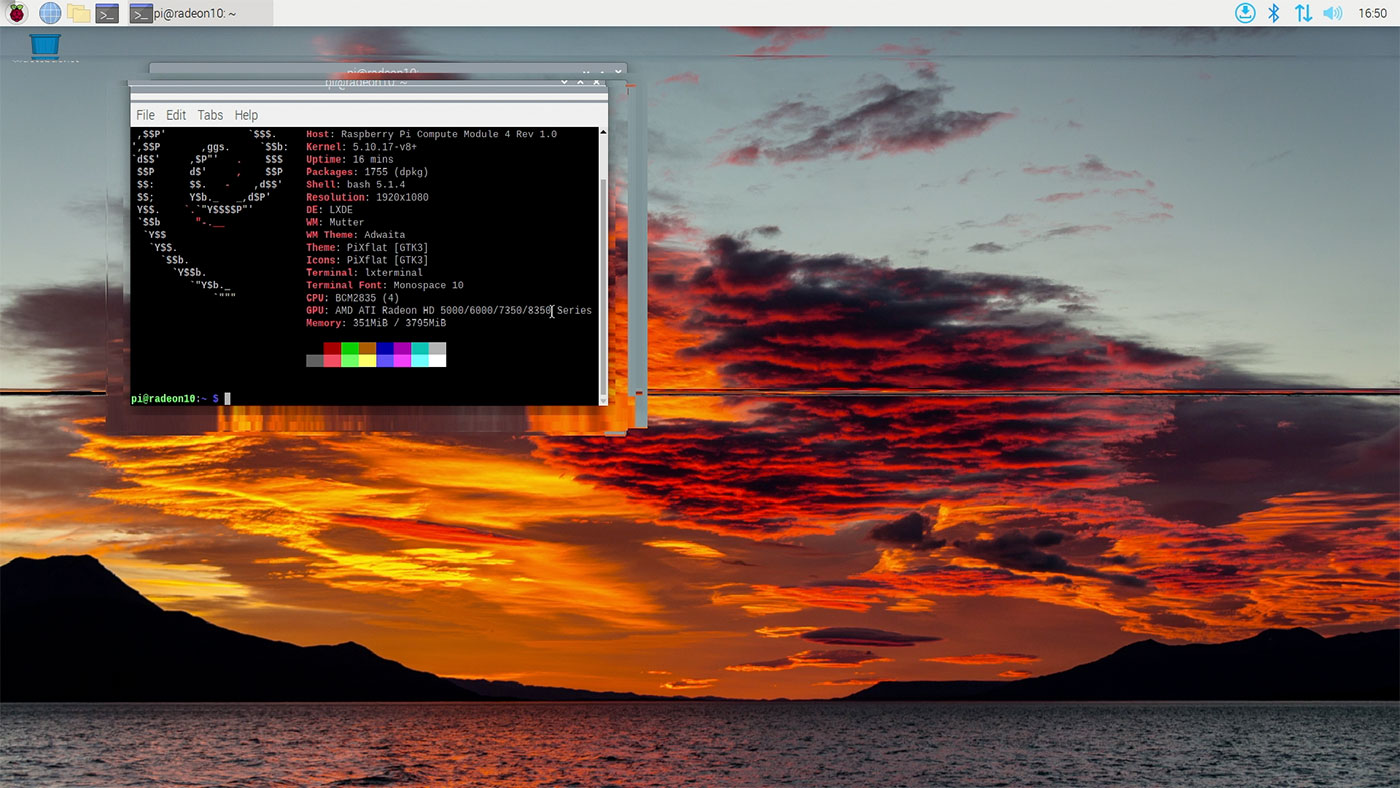 Pi OS Xorg desktop janky glitches with neofetch stats