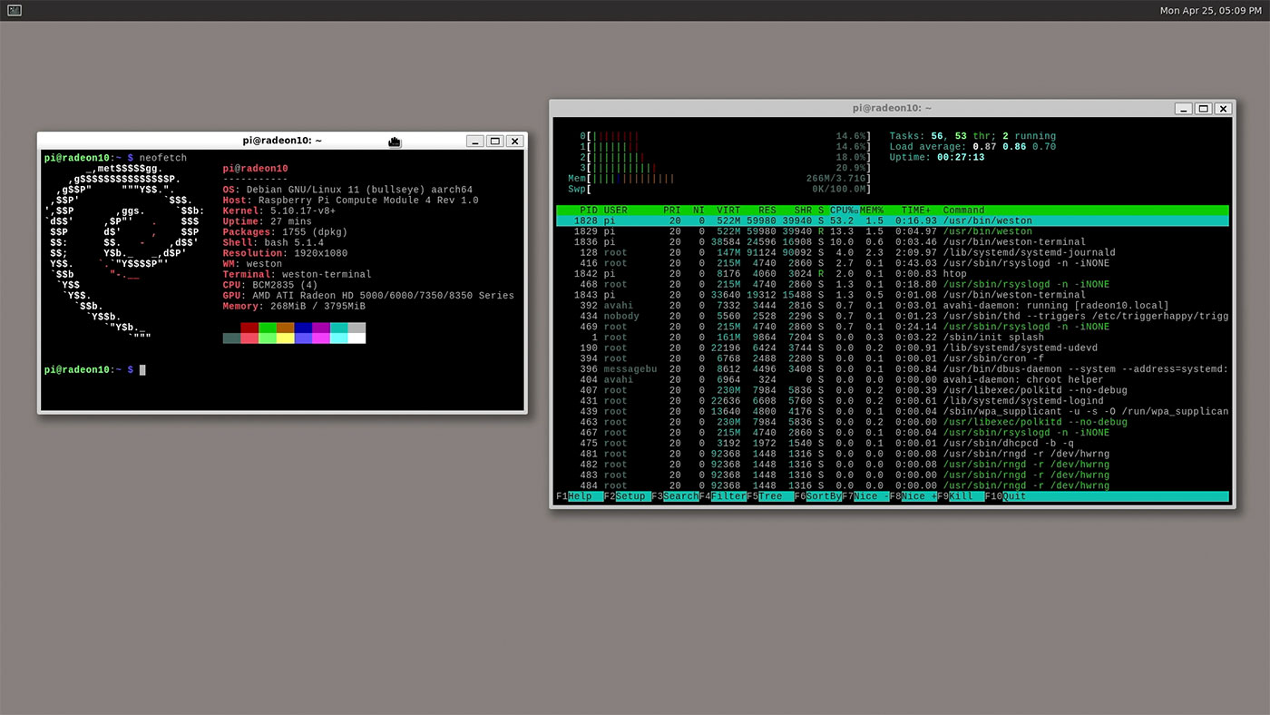 Weston running more smoothly on Radeon on Raspberry Pi