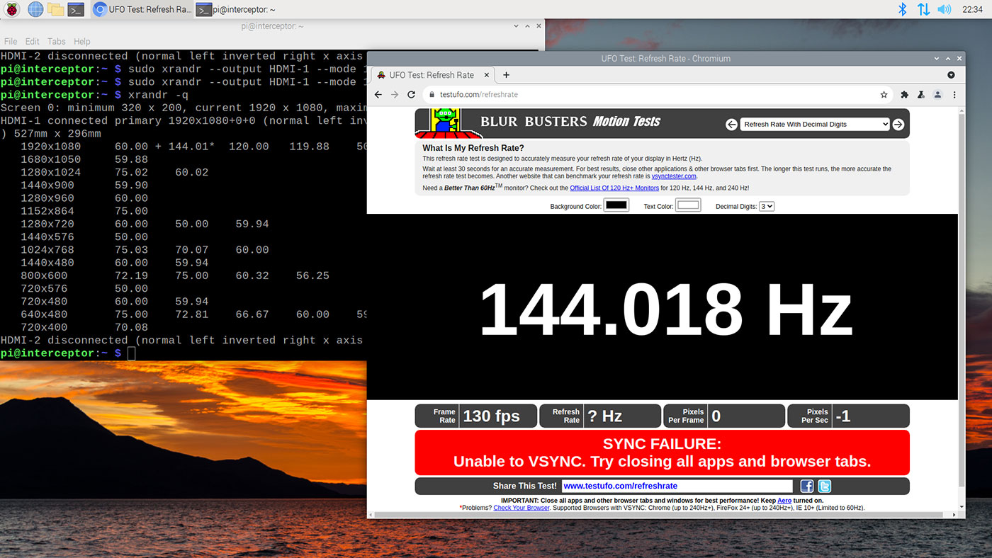 144 Hz Raspberry Pi monitor