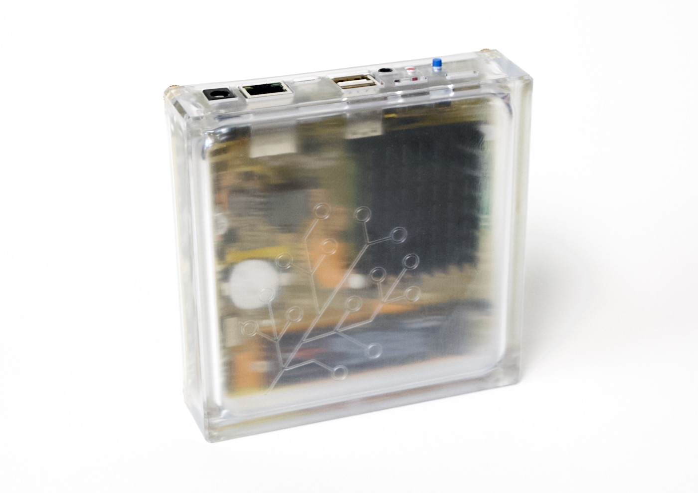 Home Assistant Yellow case with logo vertically oriented
