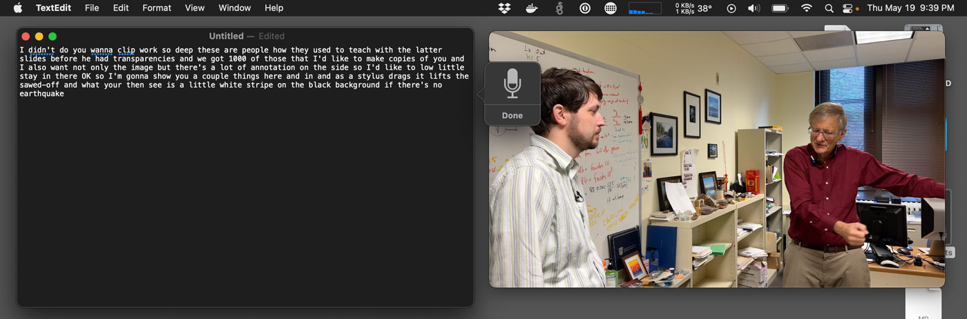 Live transcription using Loopback from QuickTime to TextEdit on the Mac
