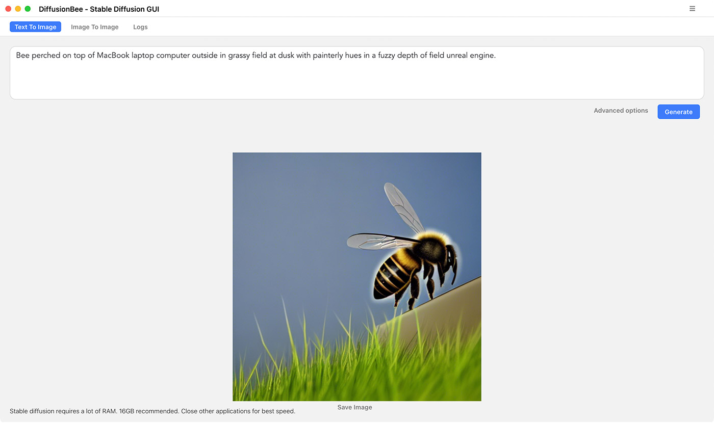 Stable Diffusion on macOS via DiffusionBee GUI
