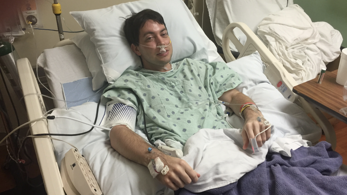 Jeff after surgery hospital bed