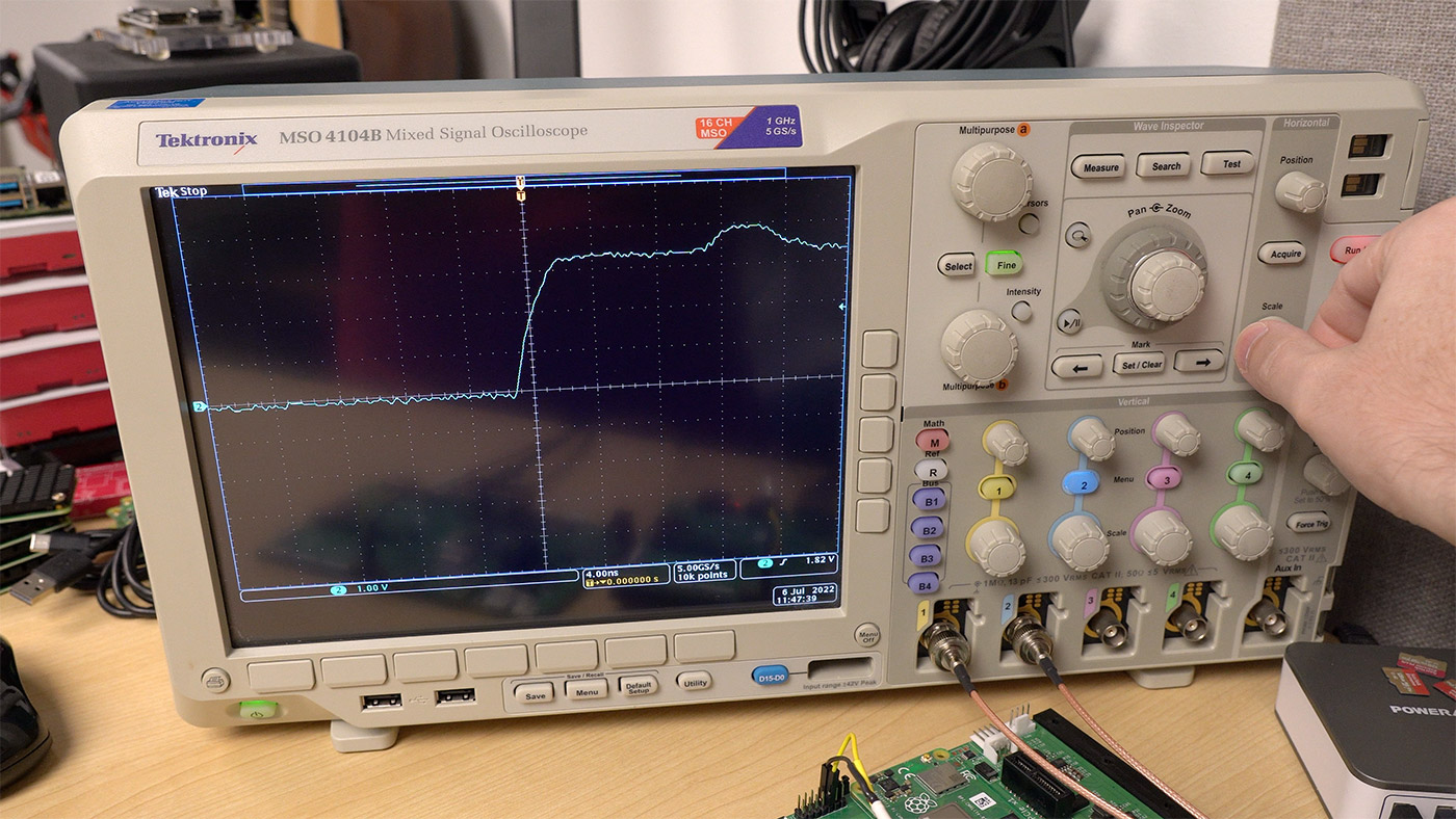 PPS output on Tektronix oscilloscope from Raspberry Pi Compute Module 4