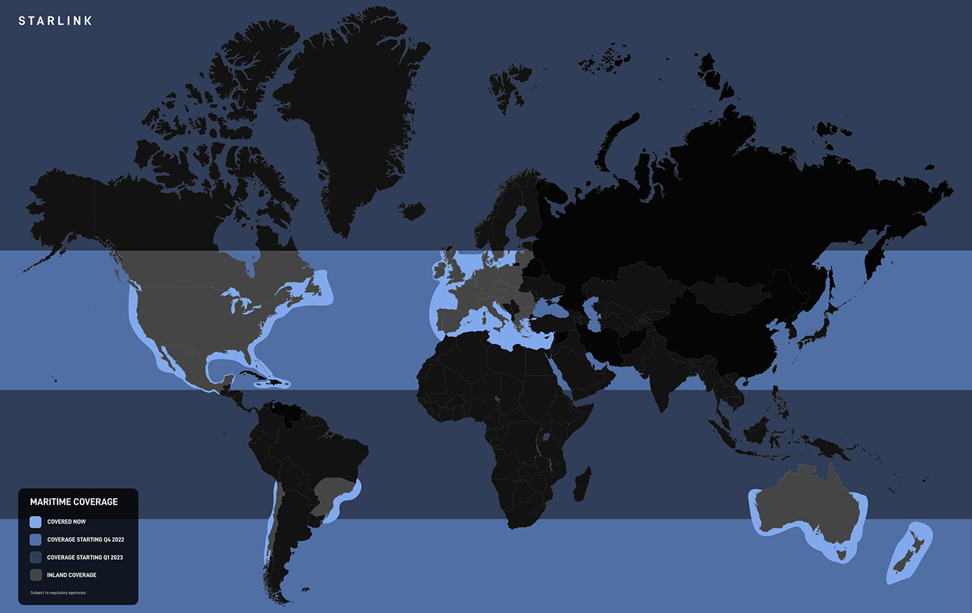 Starlink Maritime Coverage Map