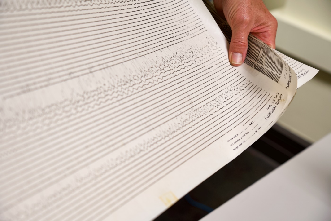 Seismograph of earthquake in Florissant, MO in 1959 at Jesuit station