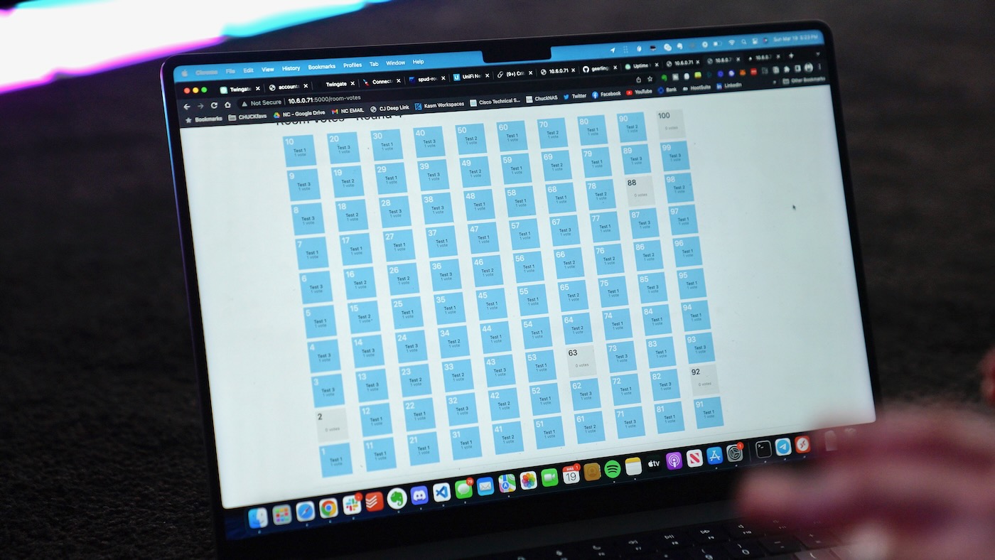 Beast game UI for vote data on laptop