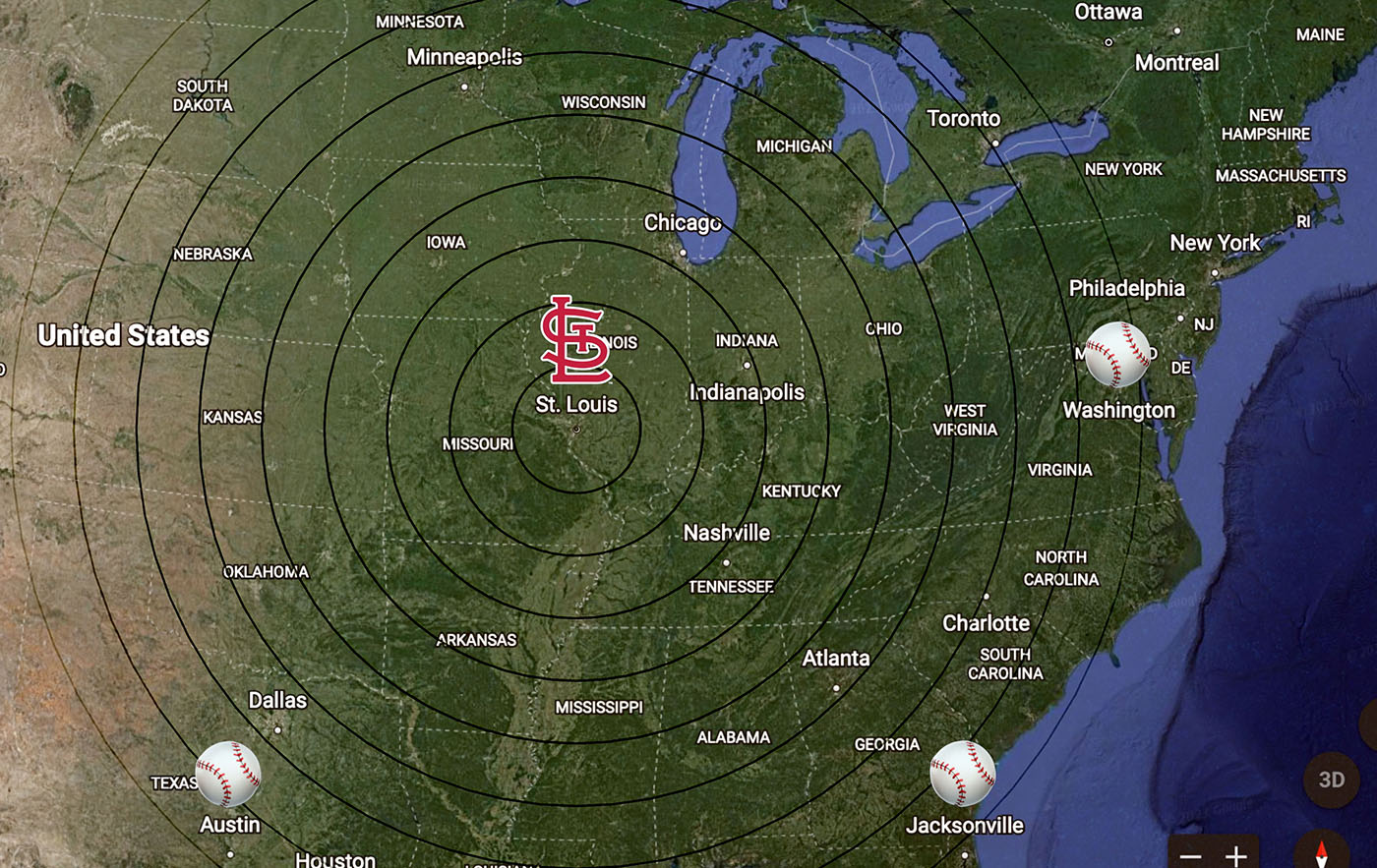 Radio station AM KMOX St. Louis Cardinals skywave bounce signal propagation