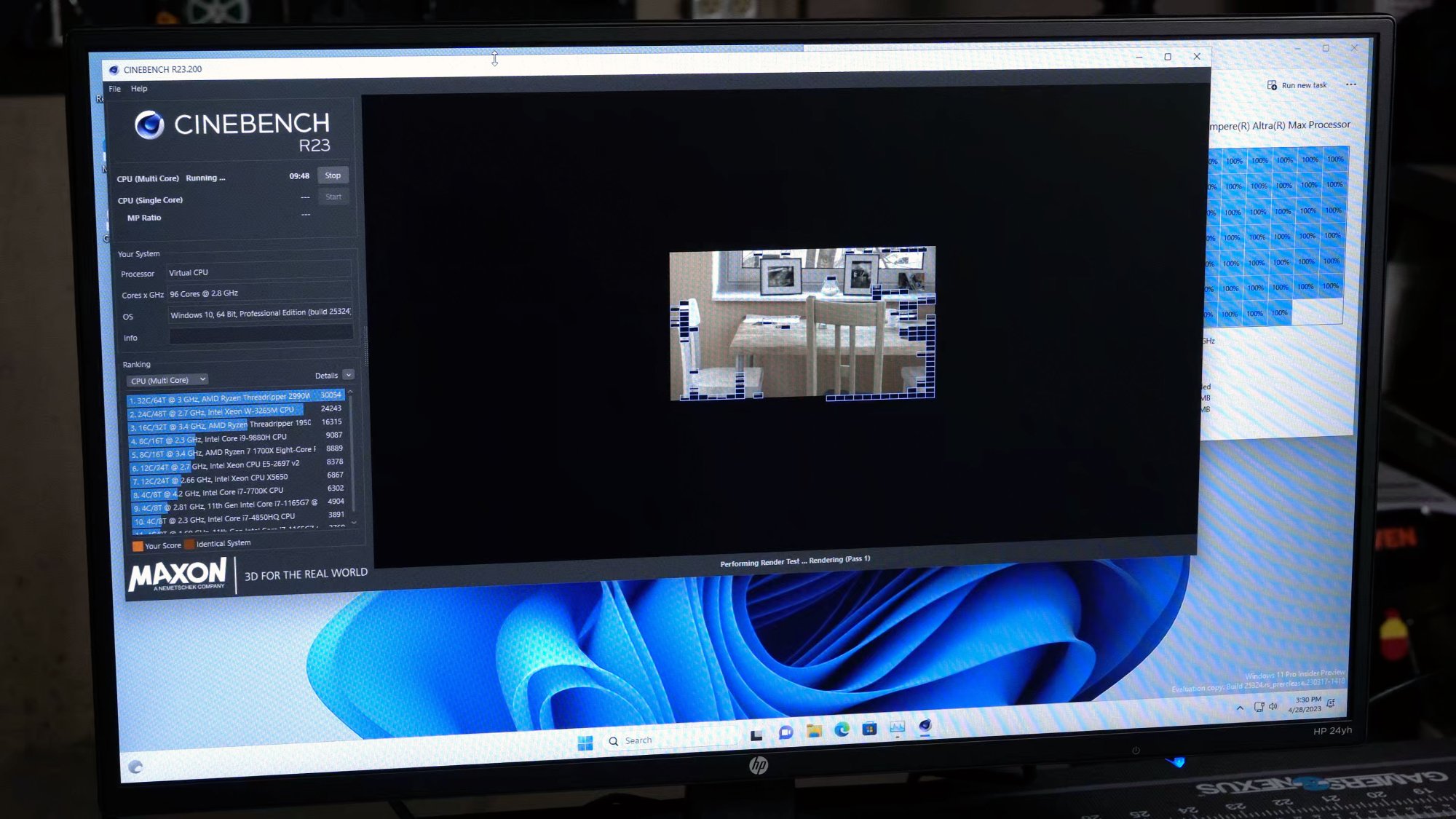 Cinebench R23 Ampere Altra Max Windows on Arm