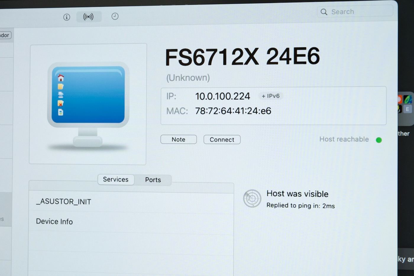 iNet Network Scanner - Asustor device