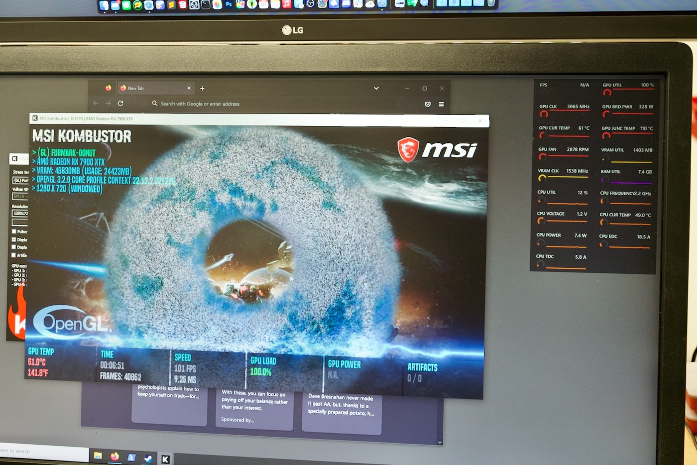 MSI Kombustor GPU stress test 110 degrees C AMD RX 7900 XTX