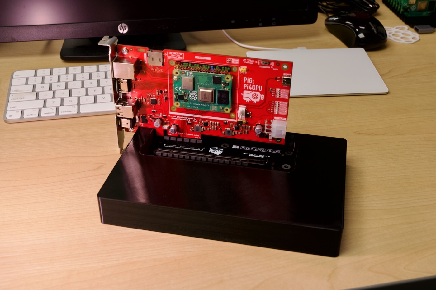 3D printed base with Pi4GPU installed