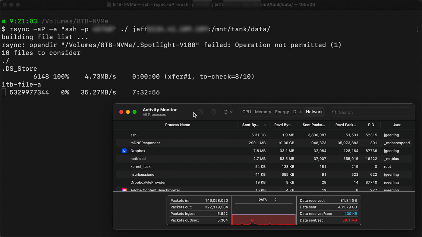 rsync 40 MB/second
