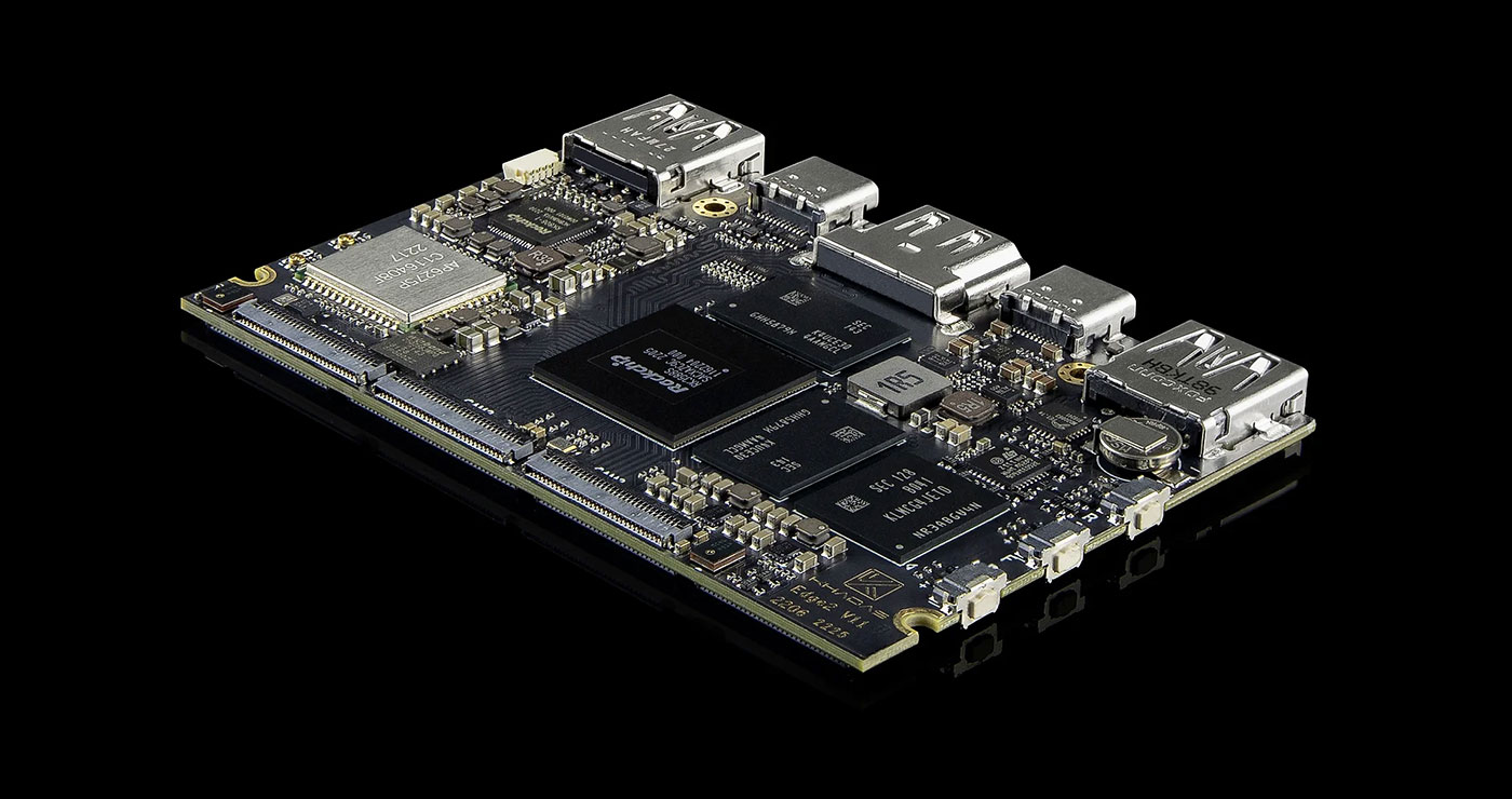 Khadas Edge 2 SBC with black background