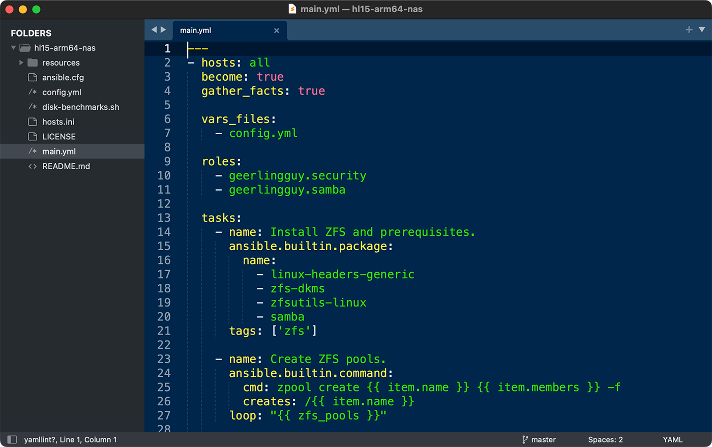 HL15 Arm NAS Ansible Playbook YAML