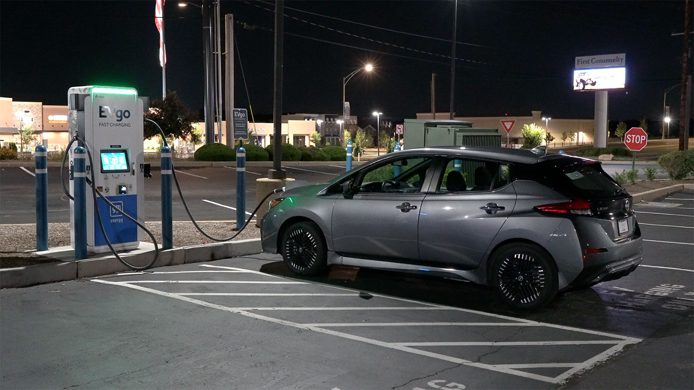 Nissan Leaf at EVGo DC fast charger