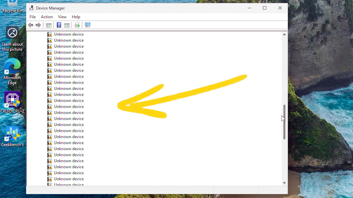 Windows Unknown Device Manager Orion O6 Arm