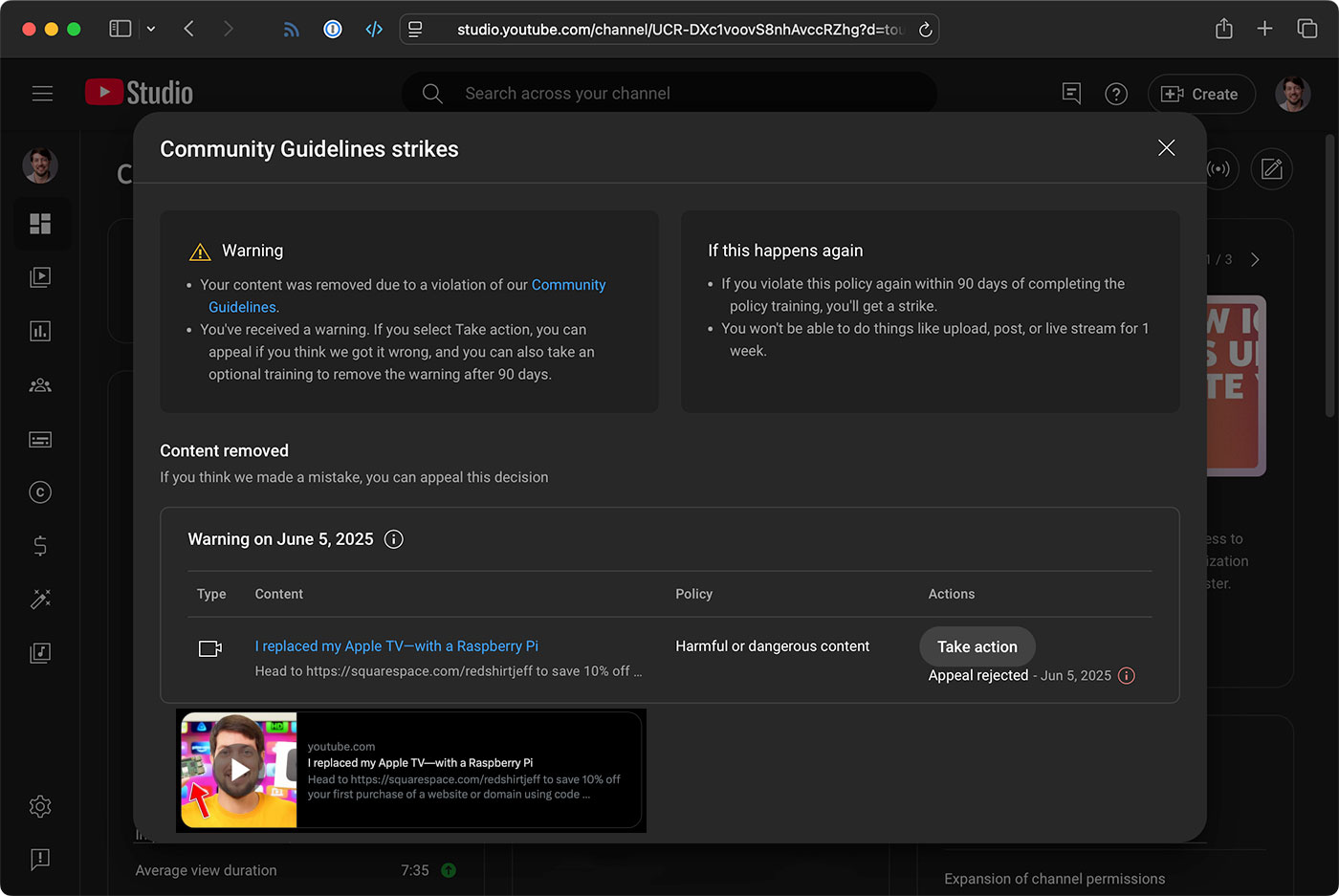 Community Guidelines Strike - YouTube