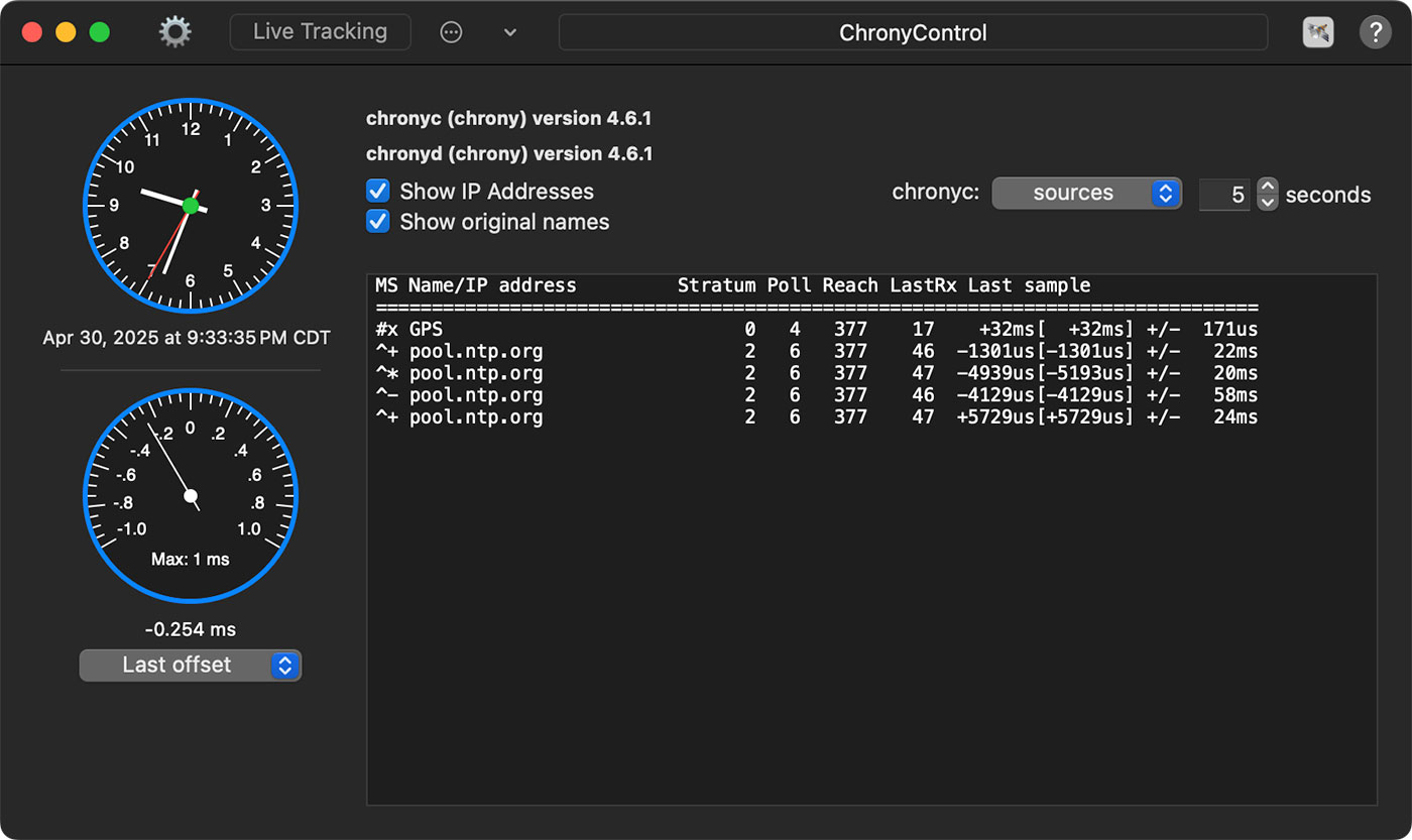 ChronyControl Sources