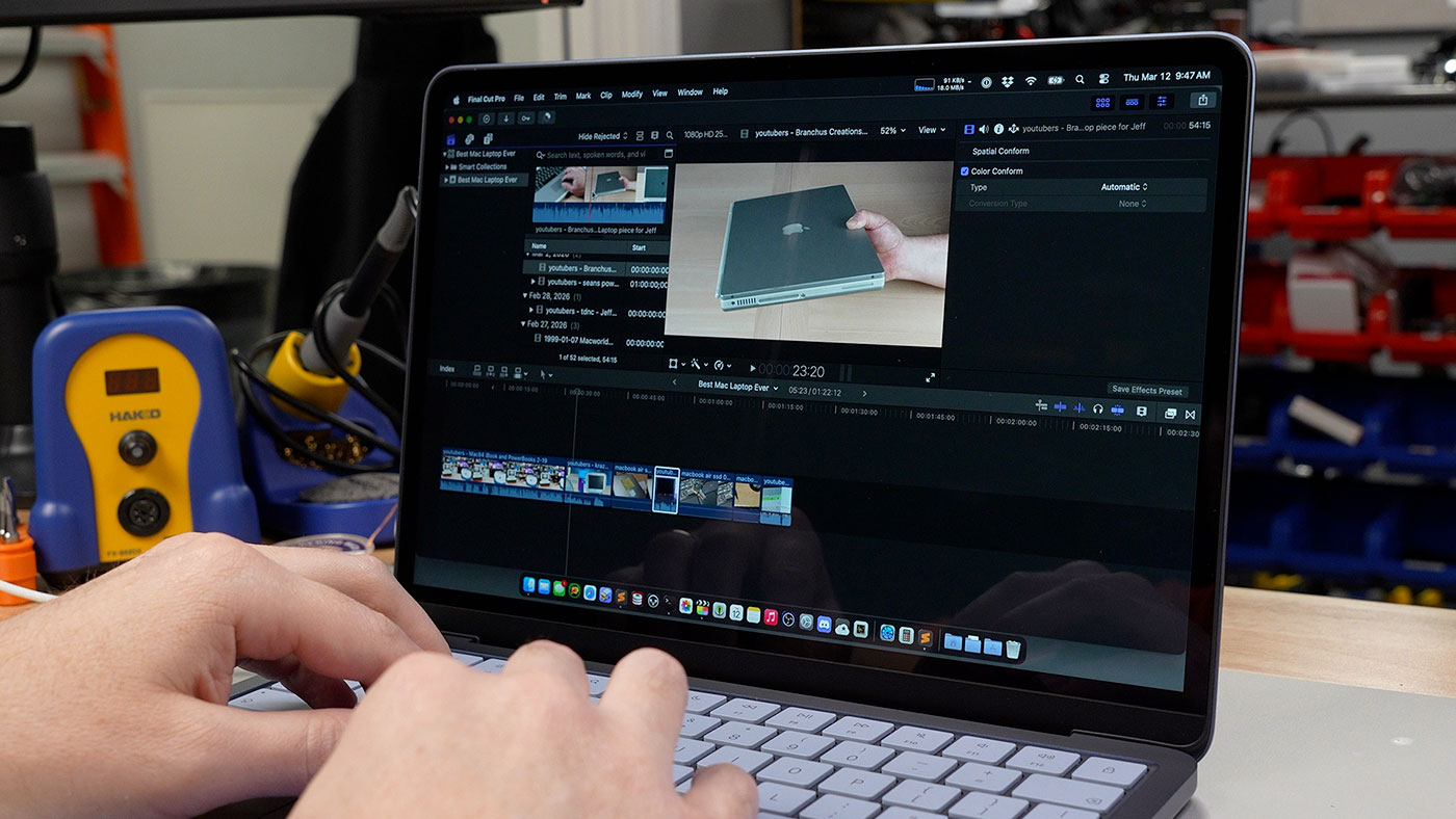 MacBook Neo editing 4K video in Final Cut Pro