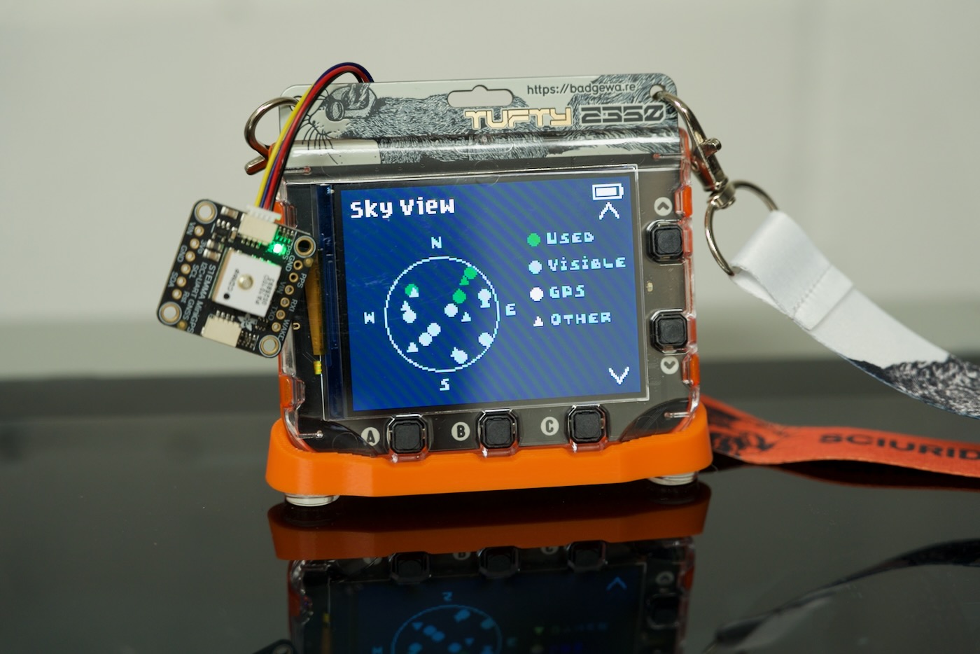 GPS Satellite Sky View pane for GPS Time App on my badge