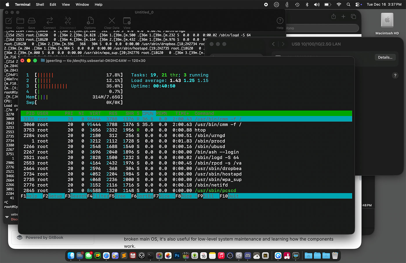 Mono Gateway - hardware offload during test run showing CPU usage low