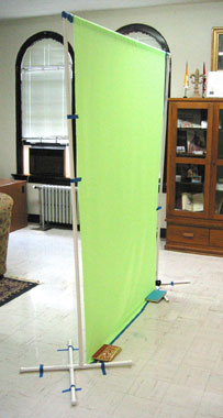 DIY Green Screen backdrop stand standing up