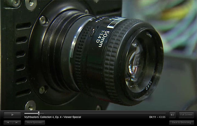 Mythbusters High-Speed Camera - Nikon f/1.4 50mm Lens