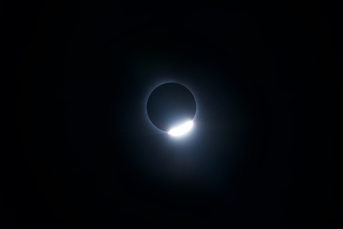 2024 Eclipse - Totality with diamond ring and prominences