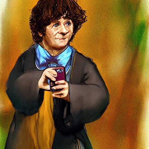 Bilbo Baggins on a Cell Phone