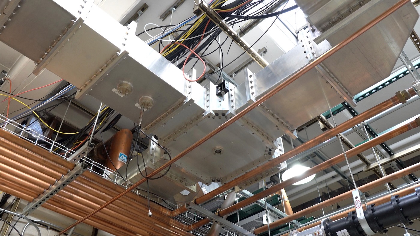 Waveguide and coax output to tower at KSDK-TV