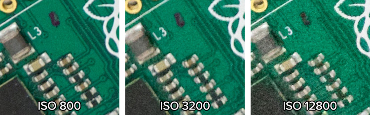 Nikon D500 High ISO circuit board comparison