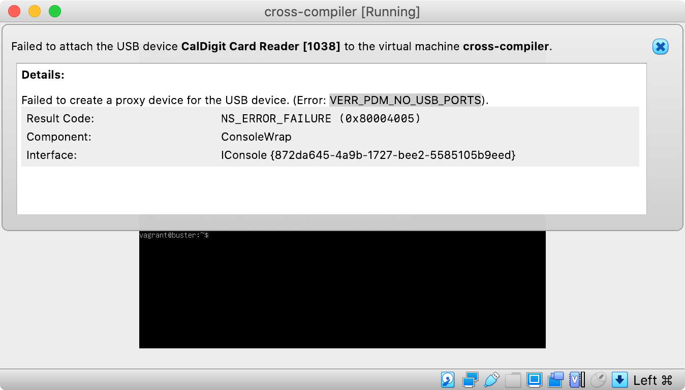 VirtualBox error message VERR_PDM_NO_USB_PORTS