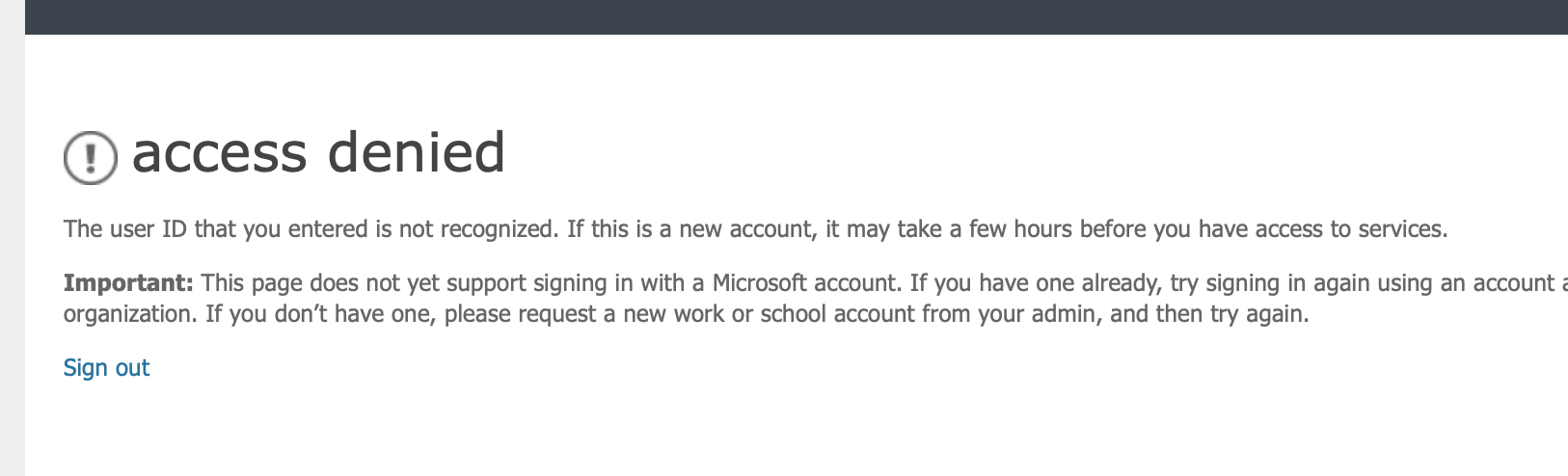 Access Denied Azure personal account