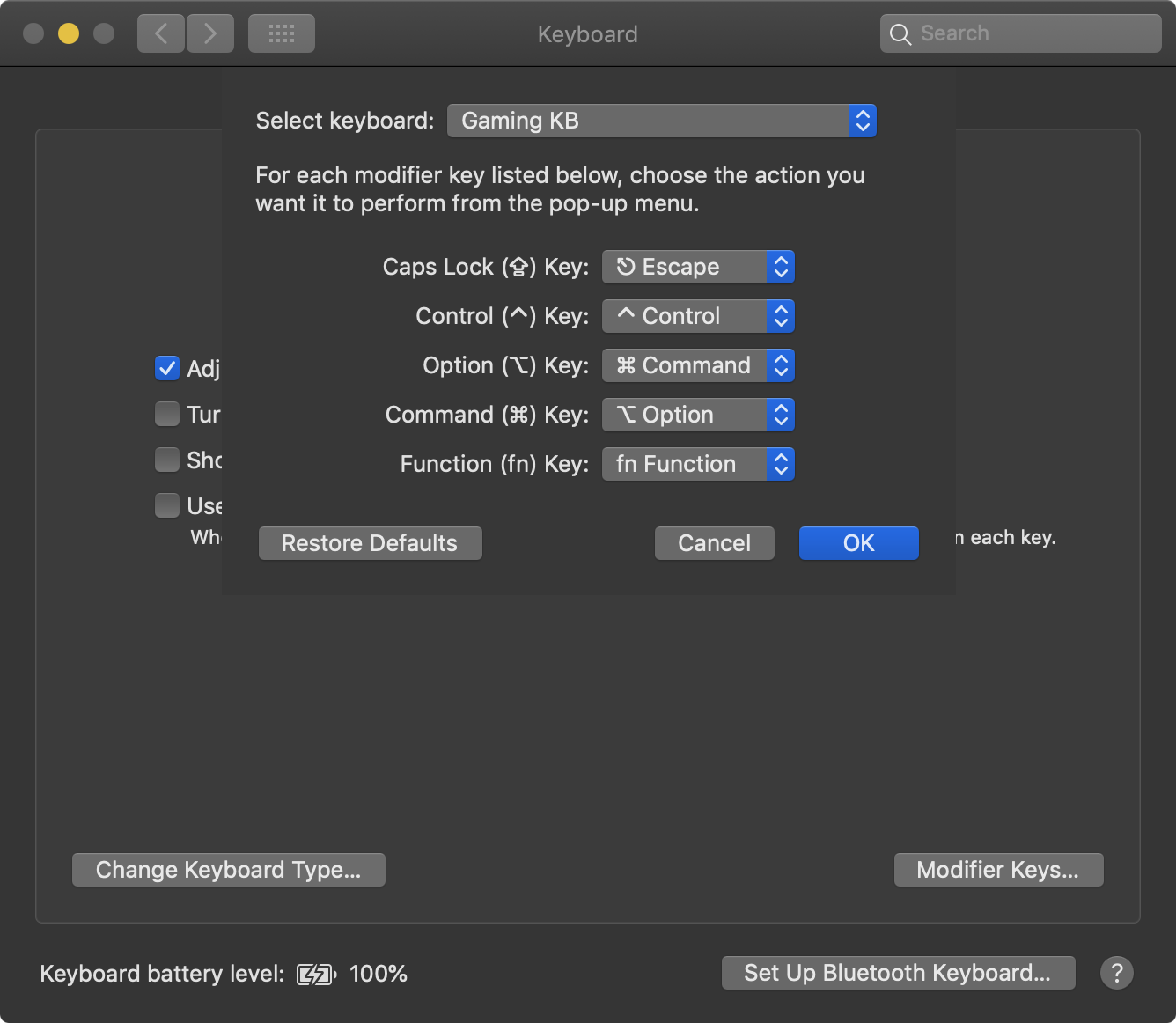 AUKEY keyboard key remap alt option windows command macOS System Preferences